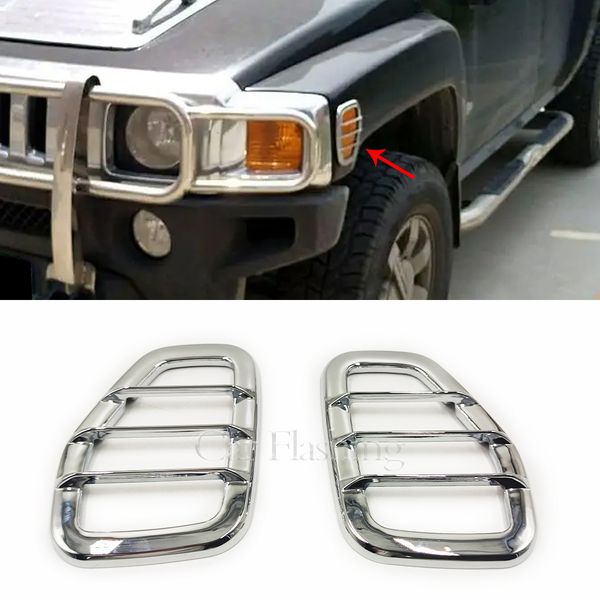 

1set chrome silver front side marker light guard trim covers for hummer h3 2005-2010 for hummer h3t 2009-2010