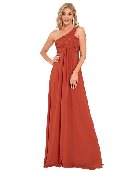 

ever-pretty one shoulder ruched side draped chiffon prom dress 56w8#, Black;gray