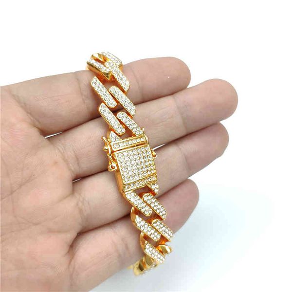 

prismatic quadrilateral men's hip hop cuban chain bracelet bracelet chain, Silver