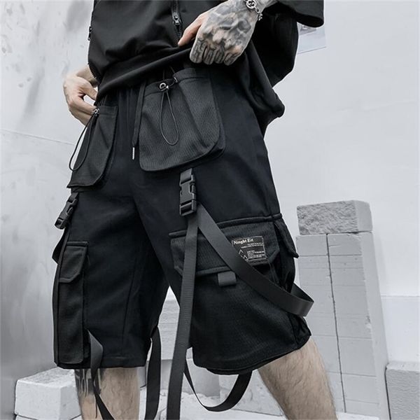 Uomini nastri estivi cortometraggi hip hop cortometraggi casual da streetwear maschi harajuku punk pantaloni corti bermuda homme 220621