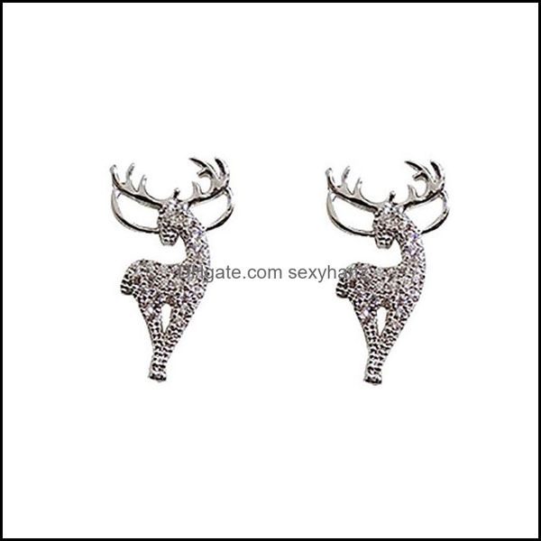 

stud earrings jewelry christmas rhinestone elk pendant ear women cute festival new year gift drop delivery 2021 fy3zm, Golden;silver
