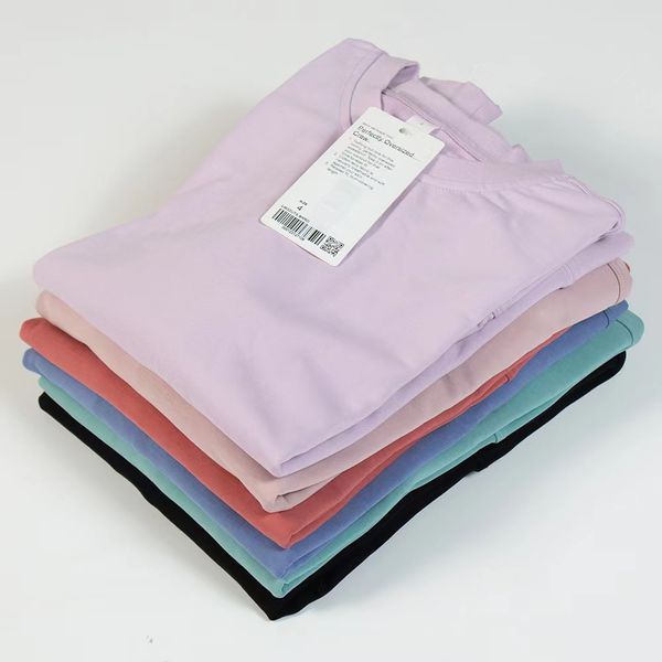 

lulu perfectly oversized long sleeve crew lu gym women fitness t shirt women yoga yogaworld sport women designer yoga, White