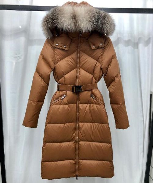 

winter jacket women classic casual down coats stylist outdoor warm jacket hooded big fox fur collar parkas outwear black green brown
