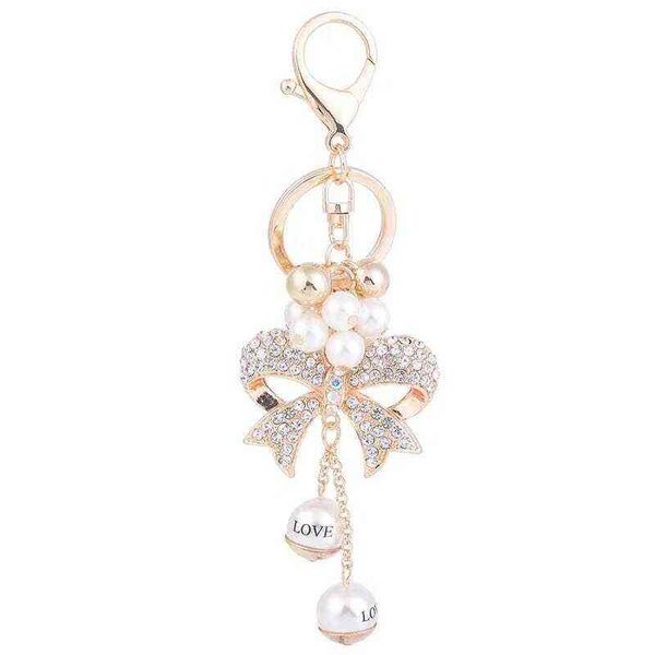 Nova Moda Creative Creative Bow Keychain Amor Pérola Chaveiro Chaveiro Saco Feminino Acessórios Pingente Chaveiro de Jóias Chaveiro AA220318