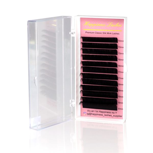 

4 trays mixed length 8-25mm eyelash extension silk mink volume lash deep matt