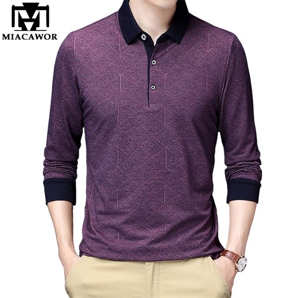 

miacawor spring brand polo shirts men solid color long sleeve slim fit boys korean casual tees men clothing t950 210308, White;black