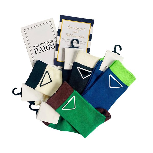 

p letter women winter socks luxury designer mens breathable cotton sock, Black