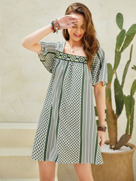 

rusttydustty square neck butterfly sleeve dress h3xq#, Black;gray