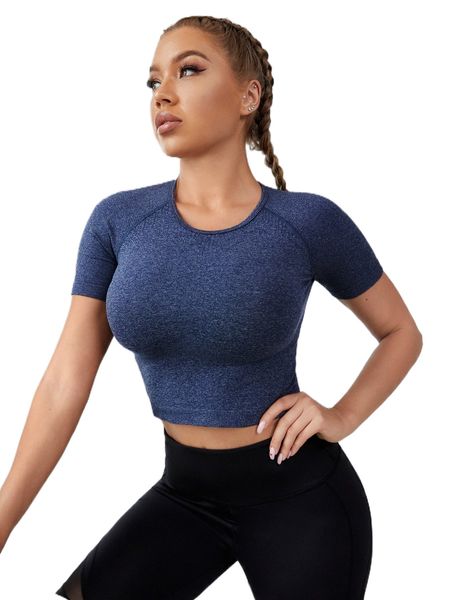 

seamless raglan sleeve crop sports tee n4qu#, Gray
