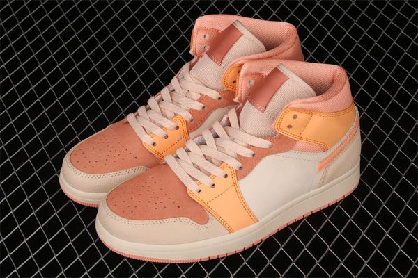 

1 mid apricot orange dh4270-800 basketball shoes womens mens size us 4-10 36-44
