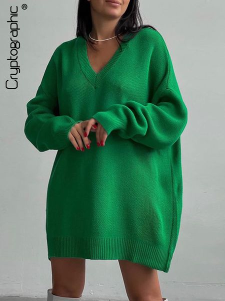 

autumn winter knitted v-neck oversized sweaters women casual loose long sleeve warm pullover sweater solid clothes, White;black
