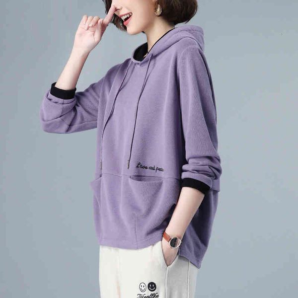 

women's sweaters hooded women's sweater spring 2022 early korean version loose fashion minority and autumn thin purple cit3, White;black