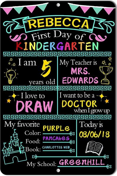 

first day of school p prop chalkboard sign for kids, girls & boys, my 1st day back to school board style sign, kindergarten, preschool,