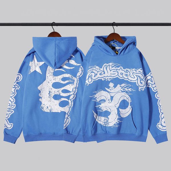 

men and women cotton herbo hoodie flaming star pullover hoodies, Black