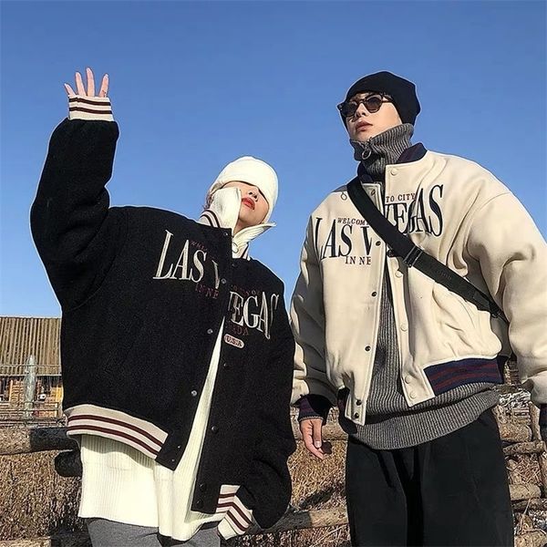 

women letter embroidery bseball jacket singlebreasted suede baseball uniform korean style harajuku casual couples jackets 220817, Black;brown