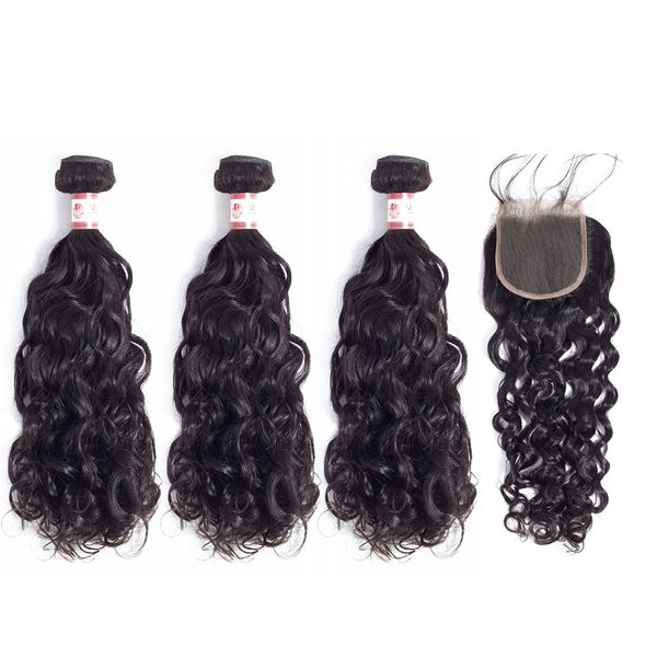 

lx brand brazilian hair weave bundles 28 inch bundles water wave bundles with closure 4x4 weaves human hair with closures remy 3 bundlesfact, Black