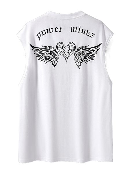 

men wings & letter graphic tank p1zy#, White;black