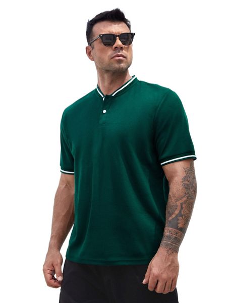 

extended sizes men striped trim polo shirt f8xn#, White;black