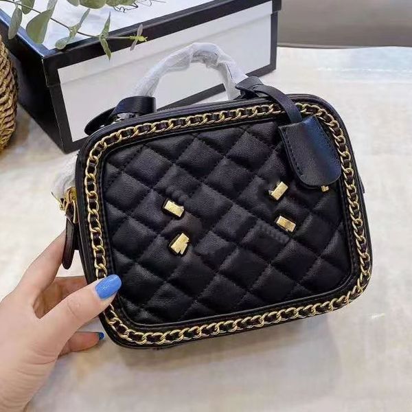 

designer handbags square fat chain bag real leather women's handbag large-capacity shoulder bags quilted messenger bag black