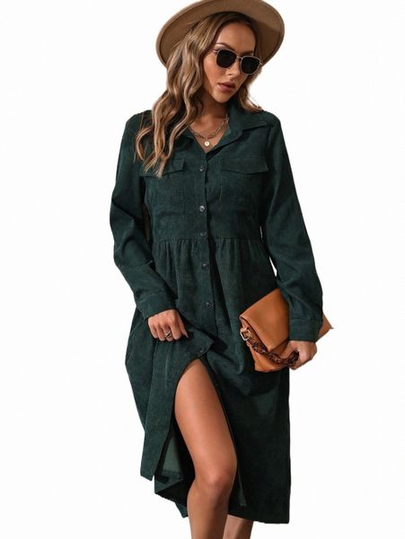 

pocket patched corduroy shirt dress d2ep#, Black;gray