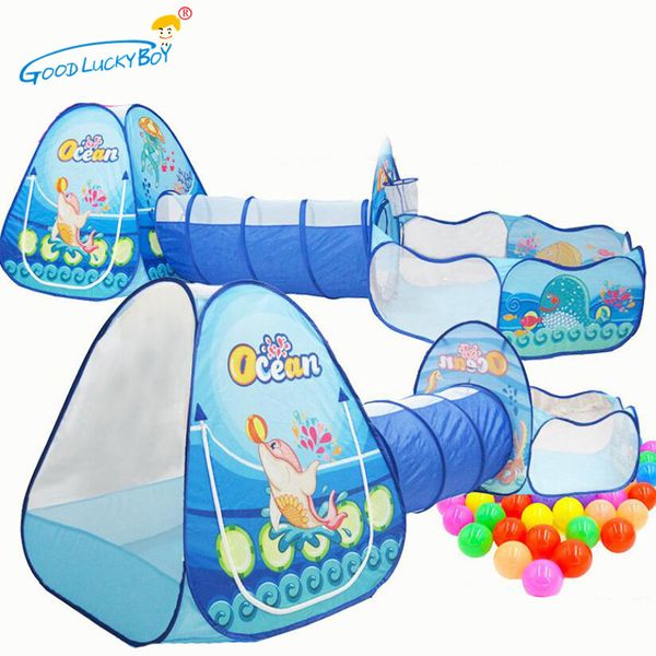 Serie Ocean Gioco di cartoni animati Big Space Ball Pits Piscina portatile pieghevole per bambini Sport all'aria aperta Giocattoli educativi Tende TunnelTeepee