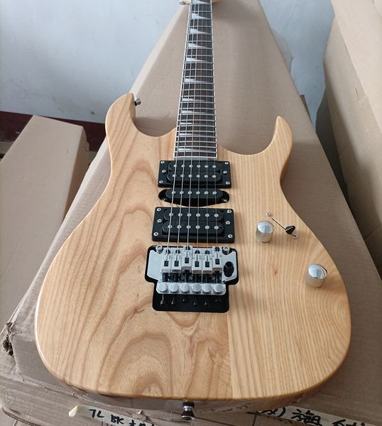 

6 strings natural electric guitar with ash body rosewood fretboard