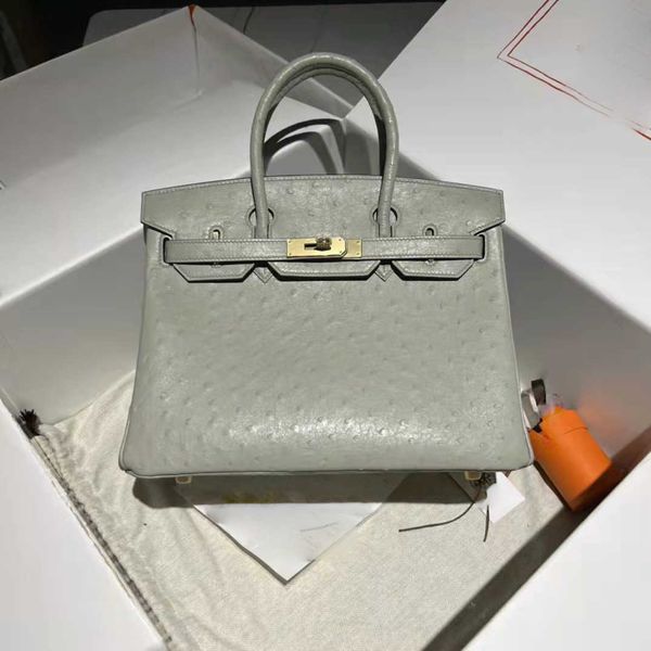 

new h home advanced feeling glacier grey ostrich 3025mini small bag portable togo leather litchi pattern