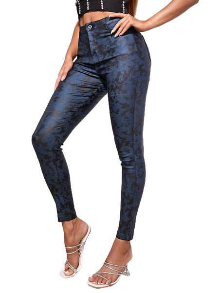 

apperloth a tie dye pu leather skinny pants g1ty#, Black;white