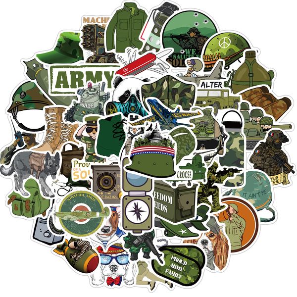 

new 50pcs military cartoon graffiti sticker for laprefrigerator bike skateboard guitar travel suitcase waterproof diy toy decal