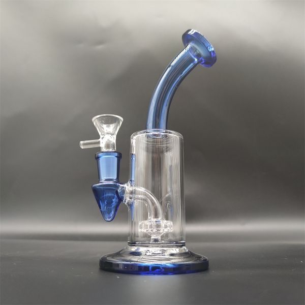 7 Zoll Blaue Glas Bong Recycler Glas Wasser Bong-Rohre Gelenktabaknütze 14mm Schüssel