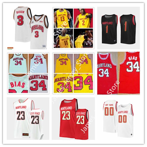 

2022 ncaa custom maryland stitched college basketball jersey 34 len bias jerseys 10 julian reese 5 eric ayala 12 pavlo dziuba 23 ian martine, Black