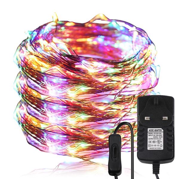 Струны гирлянда светодиодная струна Light Holiday Fairy Lamp Lamp Рождественские огни DC12V с ЕС AU US UK Switch Party Decoration