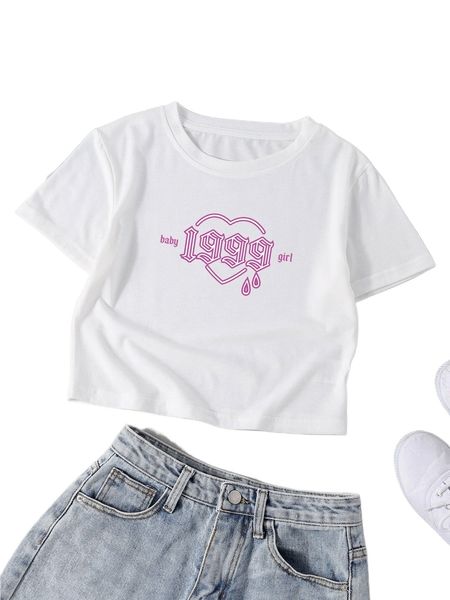 

letter & heart print tee x8xy#, White