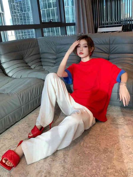 

women's t-shirt 2022 spring and summer korean lazy style versatile loose short sleeve cotton splicing double-sided flannel t-shirt wome, White