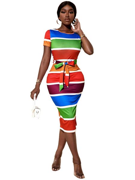 

sxy color block cut out back belted bodycon dress k15d#, Black;gray