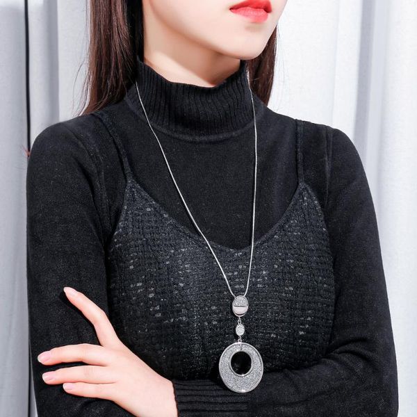 Colares de pingentes jóias de moda para mulheres 2022 círculos de declaração preto fêmea fêmea de colar de colar de fêmea Itemsponce