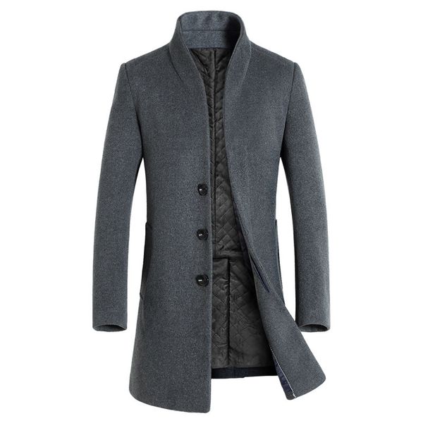 Trench de trincheira masculina Autumn Winter Brand Men Wool Blends Coats Moda cor sólida Middle Long Coat de luxo de luxo casual Coat S3XL 220826