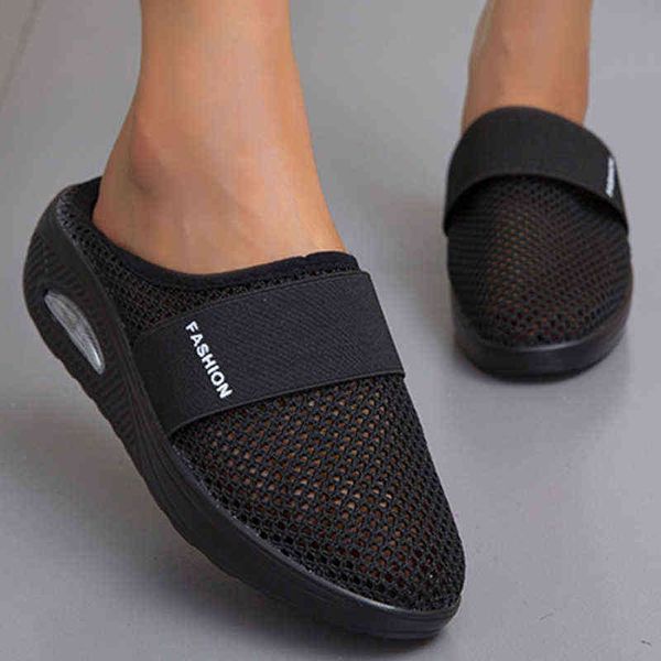 

wedge shoes women sandals fashion breathable sandals woman outdoor women's shoes slippers women sandals ladies footwear y220421, Black
