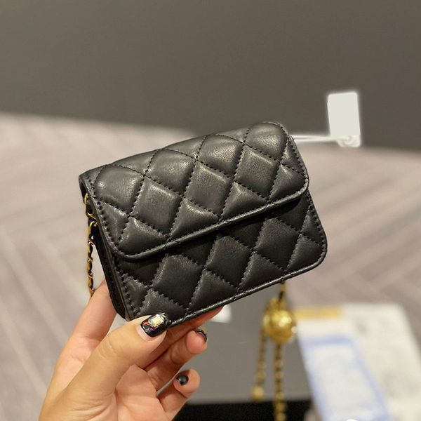 

2022ss ladies classic mini vanity cosmeic case cute bags with gold crush ball metal hardware matelasse chain crossbody shoulder coin purse o