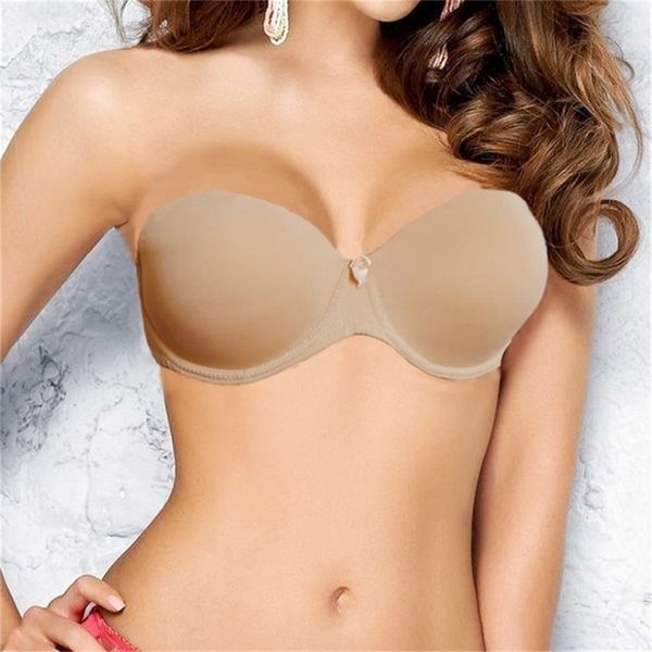 Fashion sexy Donne sexy reggiseno imbottito Tranparents Invisible Back Bras Bras Abito da sposa biancheria intima Multiway Halter Neck Bras LJ200821