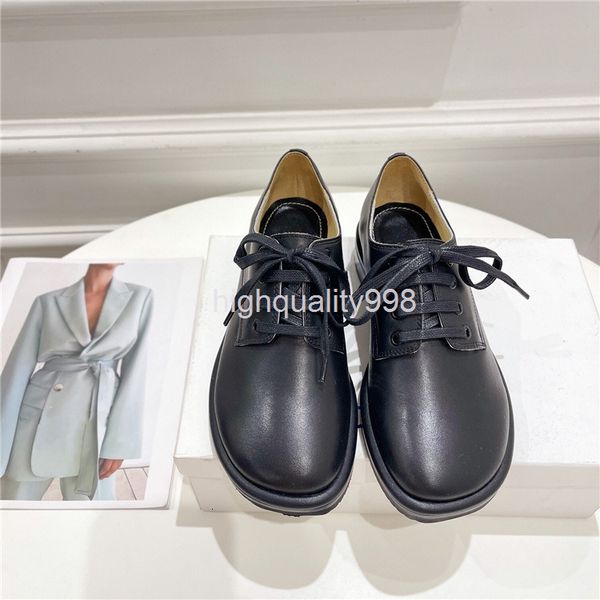 

dress shoes round head flat bottomed women's shoes lace up casual big toe fashion single, Black