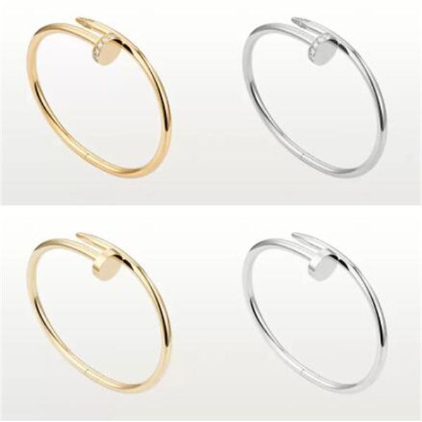 

2022 gold silver titanium steel cuff bracelet inlay diamond screw bracelets women men love jewelry gift size 16 19, White