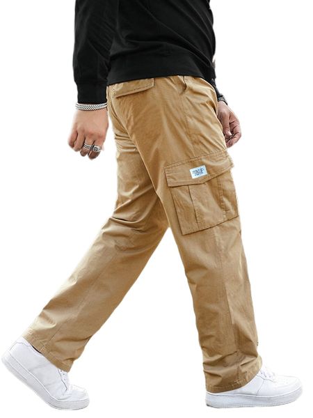 

men letter patched flap pocket cargo pants k6xr#, Black