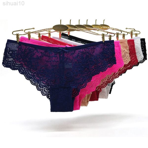 

3 stks/partijen vrouwen slips volledige kanten slipje hol lage taille vrouwelijke shorts zachte effen kleur ademend ondergoed snel l220802, Black;pink