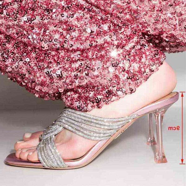 

sandals women summer square toe high heels female sandal rhiestone luxury woman slippers ladies party prom shoes new, Black