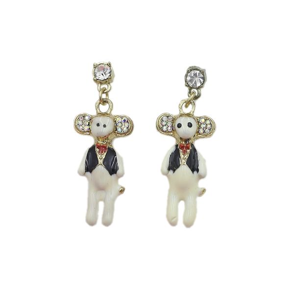 

new special glaze monkey stud earrings female youth lovely colored enamel eardrop diamond earrings adorn article, Golden;silver
