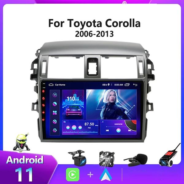 Android 10 Car DVD Video Multimedia Player GPS para Toyota Corolla 2007-2013 Navegação estéreo de rádio de áudio