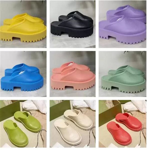 2022 Женские перфорированные сандалии G на платформе Летняя обувь Верх дизайнерских женских тапочек Карамельные цвета Прозрачный высокий каблук Высота 5,5 см Размер EUR35-42