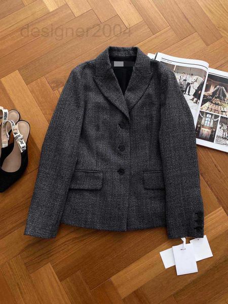 

women's two piece pants designer 2022 new british grey wool suit coat 6kot, White