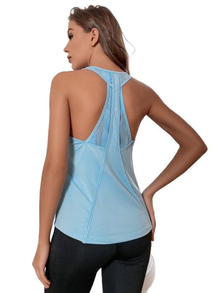 

breathable softness fishnet mesh insert sports tank w9z6#, Gray